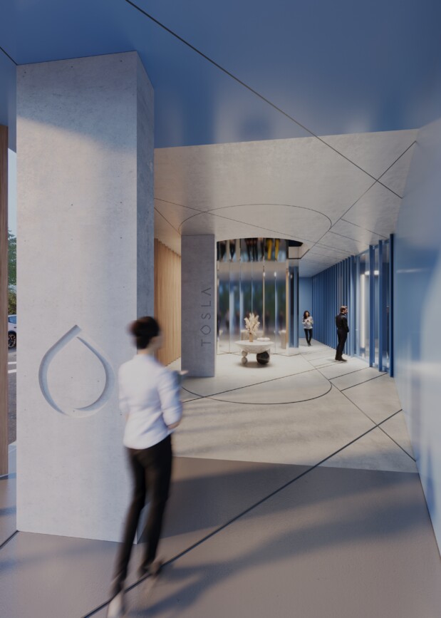 3D render of public interior. 3D vizualizacij notranjosti javnega prostora.